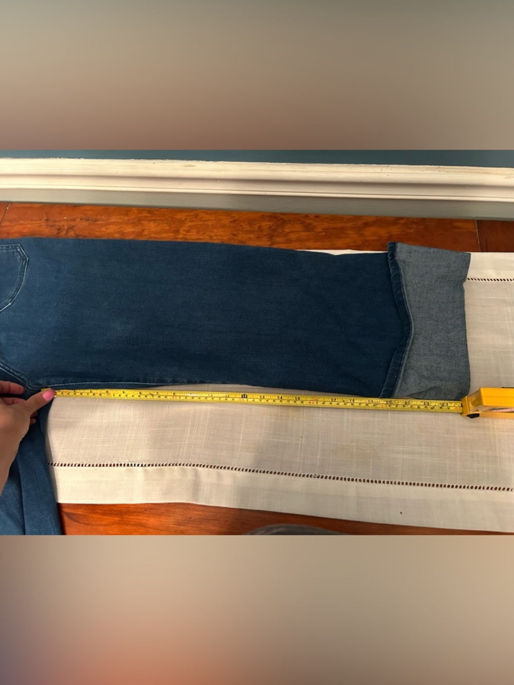 Anthropologie Dark Blue Wide-Leg Cuffed Jeans - Picture 13 of 14